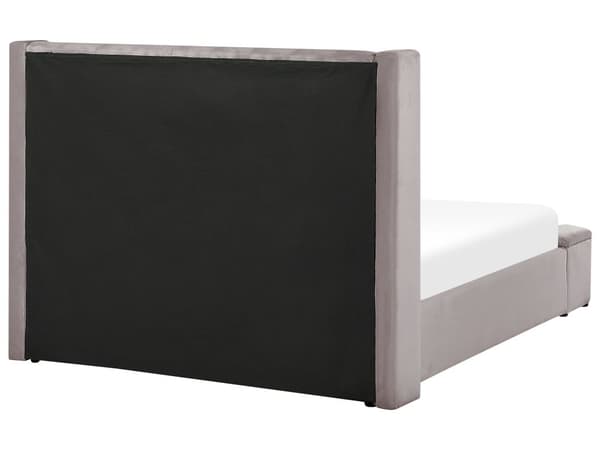 Seng Grå Fløyel 140 x 200 cm Oppbevaringsbenk Høy sengegavl Glamorøs Moderne Innredning Soverom