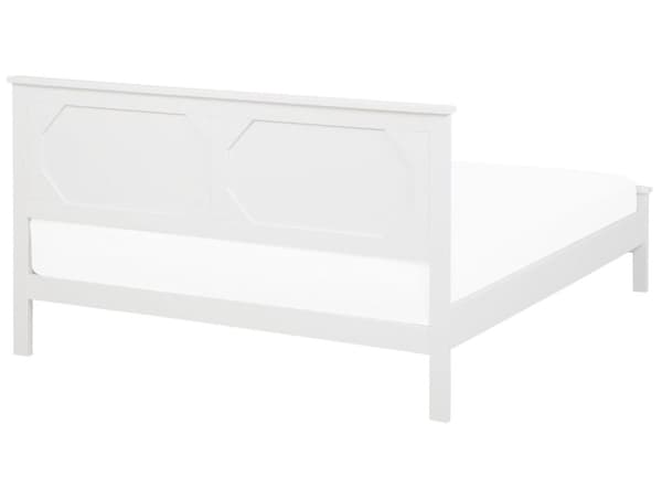 Seng med ramme Hvit høy sengegavl i tre 180 x 200 cm Minimalistisk skandinavisk design