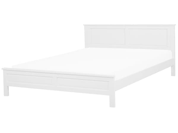 Seng med ramme Hvit høy sengegavl i tre 180 x 200 cm Minimalistisk skandinavisk design