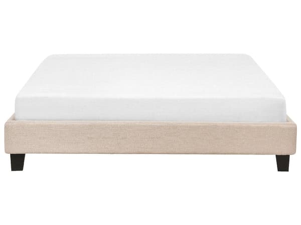 Seng Beige polyesterstoff 160 x 200 cm Dobbeltseng Polstret tilbehør Moderne soverom Sengestativ