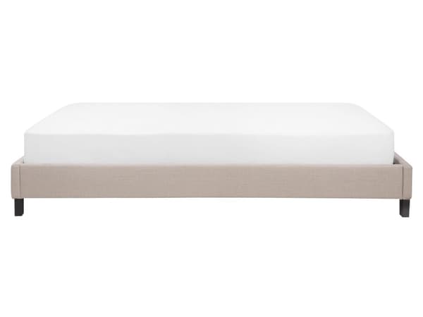 Seng Beige polyesterstoff 160 x 200 cm Dobbeltseng Polstret tilbehør Moderne soverom Sengestativ