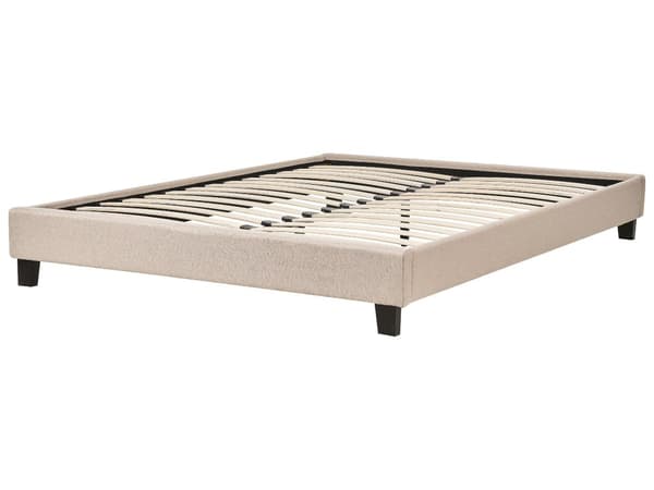 Seng Beige polyesterstoff 160 x 200 cm Dobbeltseng Polstret tilbehør Moderne soverom Sengestativ