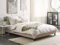 Miniatyrbilde 2 av 10: Seng Beige polyesterstoff 160 x 200 cm Dobbeltseng Polstret tilbehør Moderne soverom Sengestativ