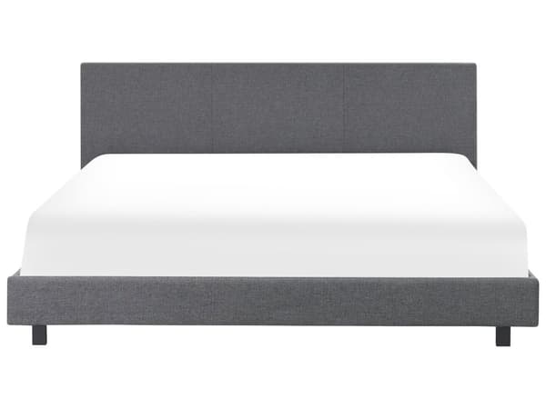 Seng Grå Polyester Stoff 180 x 200 cm Sengegavl Lamelbunn Soverom Minimalistisk Moderne