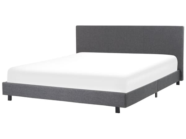 Seng Grå Polyester Stoff 180 x 200 cm Sengegavl Lamelbunn Soverom Minimalistisk Moderne