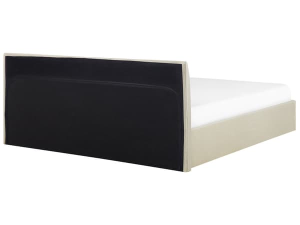 Beige stoffpolstret seng med beholder 180 x 200 cm Minimalistisk utseende