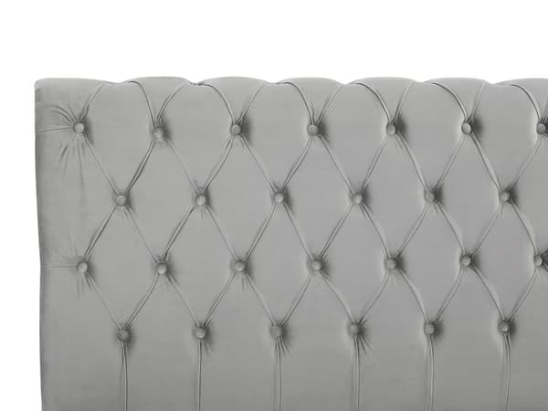 Sengeramme Grå Fløyelstrekk Svarte Treben 140 x 200 cm Knappet Rygg Glamour