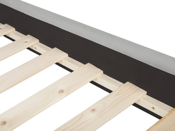 Sengeramme Grå Fløyelstrekk Svarte Treben 140 x 200 cm Knappet Rygg Glamour