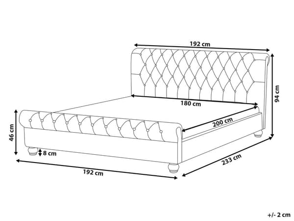 Sengeramme Blå Fløyel Møbeltrekk Svart Treben 180 x 200 cm Knappet Rygg Glamour