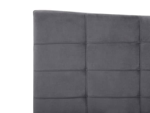 Dobbeltseng Grått Fløyelsstoff Svarte Metallben 180 x 200 cm Polstret Quiltet sengegavl Moderne Slankt Utseende Soverom Sengestol Tilbehør til stoler