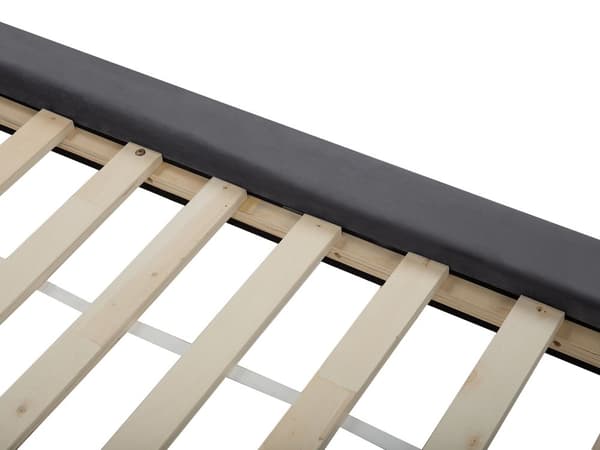Dobbeltseng Grått Fløyelsstoff Svarte Metallben 180 x 200 cm Polstret Quiltet sengegavl Moderne Slankt Utseende Soverom Sengestol Tilbehør til stoler