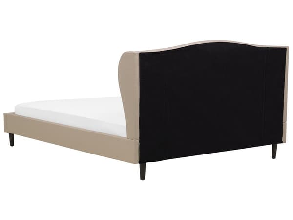 Polstret Seng Beige 180 x 200 cm Lamellramme Buede Klaffer Metalldekorasjon Klassisk Tradisjonell