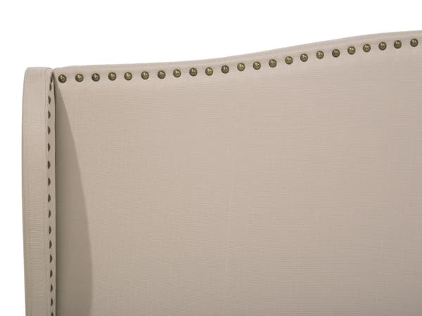 Polstret Seng Beige 180 x 200 cm Lamellramme Buede Klaffer Metalldekorasjon Klassisk Tradisjonell