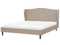 Miniatyrbilde 1 av 10: Polstret Seng Beige 180 x 200 cm Lamellramme Buede Klaffer Metalldekorasjon Klassisk Tradisjonell