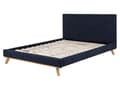 Miniatyrbilde 5 av 11: Blå Seng med Ramme Polstret i Fløyel Treben 160 x 200 cm Moderne Utseende