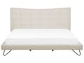 Miniatyrbilde 4 av 10: Dobbeltseng Beige Fløyelsstoff Svarte Metallben 180 x 200 cm Polstret Quiltet sengegavl Moderne Slankt Utseende Soverom Sengestol Tilbehør til stoler