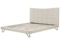 Miniatyrbilde 6 av 10: Dobbeltseng Beige Fløyelsstoff Svarte Metallben 180 x 200 cm Polstret Quiltet sengegavl Moderne Slankt Utseende Soverom Sengestol Tilbehør til stoler