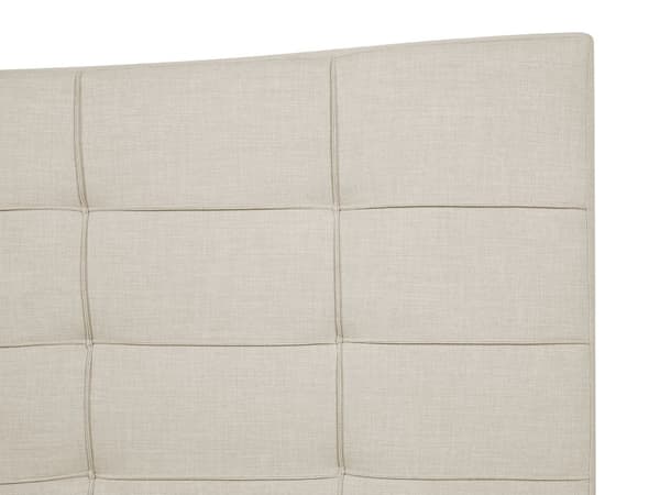 Dobbeltseng Beige Fløyelsstoff Svarte Metallben 180 x 200 cm Polstret Quiltet sengegavl Moderne Slankt Utseende Soverom Sengestol Tilbehør til stoler