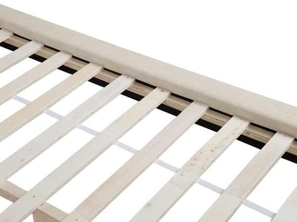 Dobbeltseng Beige Fløyelsstoff Svarte Metallben 180 x 200 cm Polstret Quiltet sengegavl Moderne Slankt Utseende Soverom Sengestol Tilbehør til stoler
