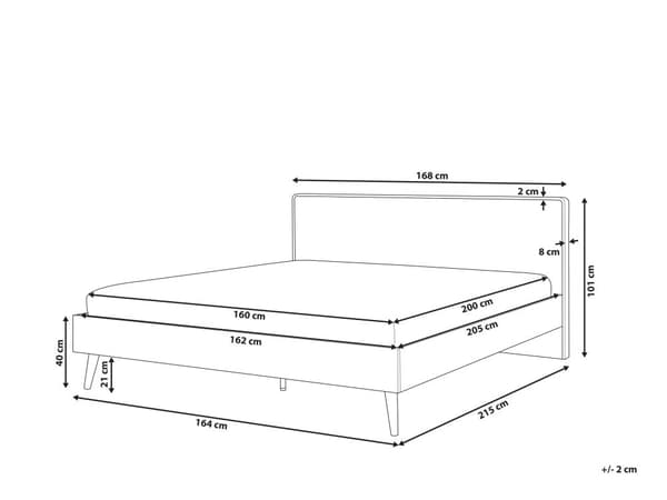 Hvit seng i lyst tre 160 x 200 cm med LED-ramme og sengegavl Skandinavisk minimalistisk design