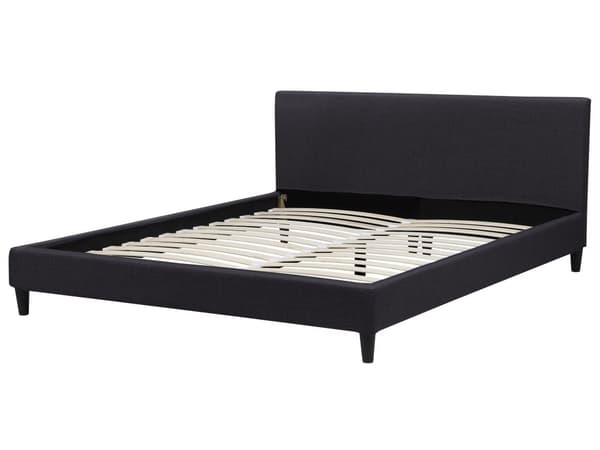 Dobbeltseng Svart Stoff LED 180 x 200 cm Lamellramme Moderne Minimalistisk Klassisk