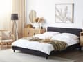 Miniatyrbilde 2 av 11: Dobbeltseng Svart Stoff LED 180 x 200 cm Lamellramme Moderne Minimalistisk Klassisk