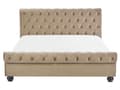 Miniatyrbilde 5 av 10: Seng Beige Fløyel 160 x 200 cm Svarte treben Hodegavl Chesterfield Klassisk design