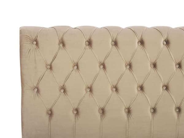 Seng Beige Fløyel 160 x 200 cm Svarte treben Hodegavl Chesterfield Klassisk design