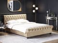 Miniatyrbilde 2 av 10: Seng Beige Fløyel 160 x 200 cm Svarte treben Hodegavl Chesterfield Klassisk design