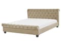Miniatyrbilde 1 av 10: Seng Beige Fløyel 160 x 200 cm Svarte treben Hodegavl Chesterfield Klassisk design