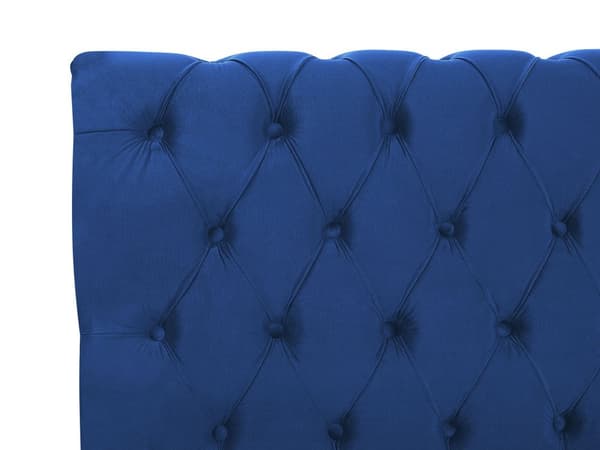 Seng Blå Fløyel 160 x 200 cm Svarte treben Hodegavl Chesterfield Klassisk design
