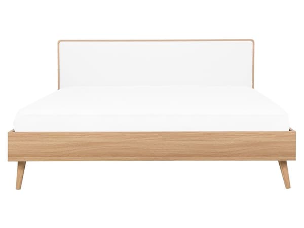 Hvit seng i lyst tre 160 x 200 cm med ramme og sengegavl Skandinavisk minimalistisk design