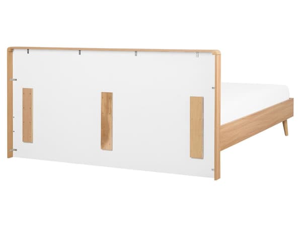 Hvit seng i lyst tre 160 x 200 cm med ramme og sengegavl Skandinavisk minimalistisk design