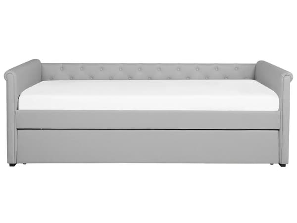 Enkeltseng Lysegrå Polyester 80 x 200 cm Junior Sovesofa med uttrekkbar del til dobbeltseng Vattert ryggstøtte til barnerommet Multifunksjonell design