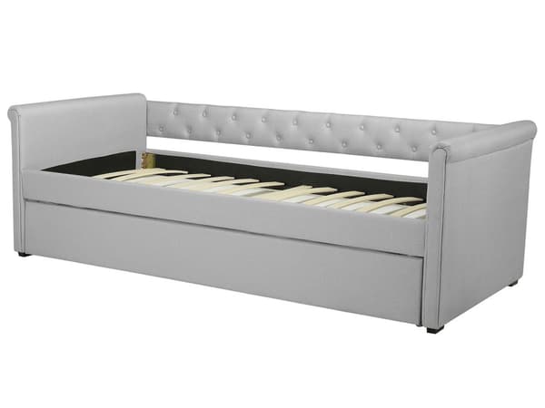 Enkeltseng Lysegrå Polyester 80 x 200 cm Junior Sovesofa med uttrekkbar del til dobbeltseng Vattert ryggstøtte til barnerommet Multifunksjonell design