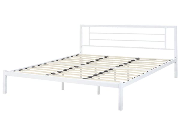 Sengeramme Hvit Metall 180 x 200 cm Lameller Industriell Minimalistisk