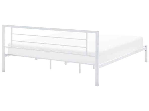 Sengeramme Hvit Metall 180 x 200 cm Lameller Industriell Minimalistisk