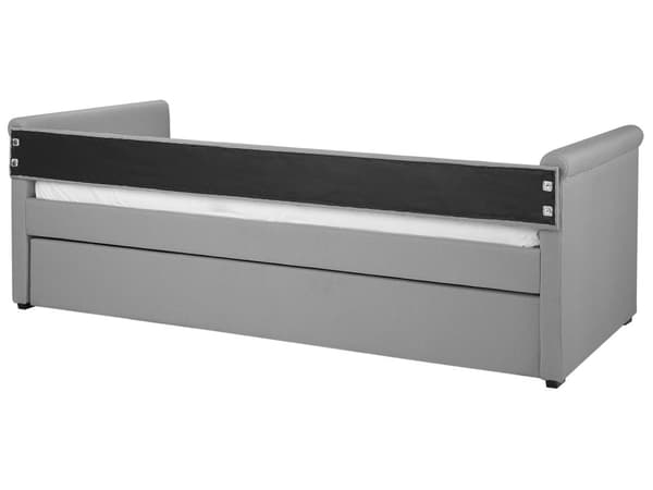 Enkeltseng Lysegrå polyester 90 x 200 cm Junior sovesofa med forlengelse for dobbeltseng Vattert ryggstøtte for barnerom Multifunksjonell design