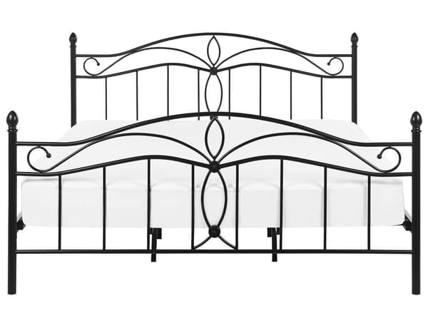 Seng Svart Metall 180 x 200 cm Ramme Retro sengegavl Vintage Romantisk