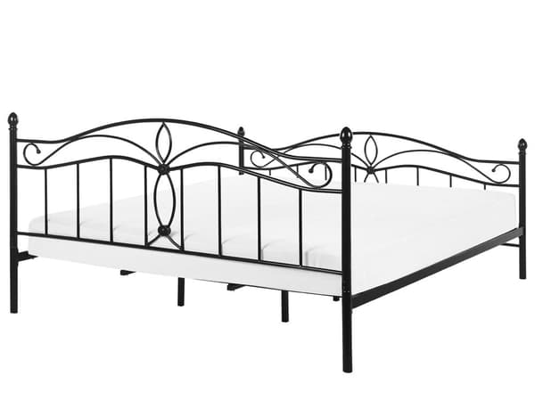 Seng Svart Metall 180 x 200 cm Ramme Retro sengegavl Vintage Romantisk