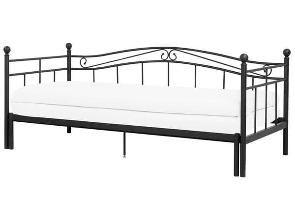 Svart Metallseng 90/180 x 200 cm med Ramme Ekstra Moderne Seng