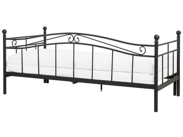 Svart Metallseng 90/180 x 200 cm med Ramme Ekstra Moderne Seng