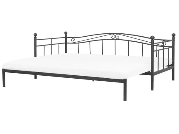 Svart Metallseng 90/180 x 200 cm med Ramme Ekstra Moderne Seng