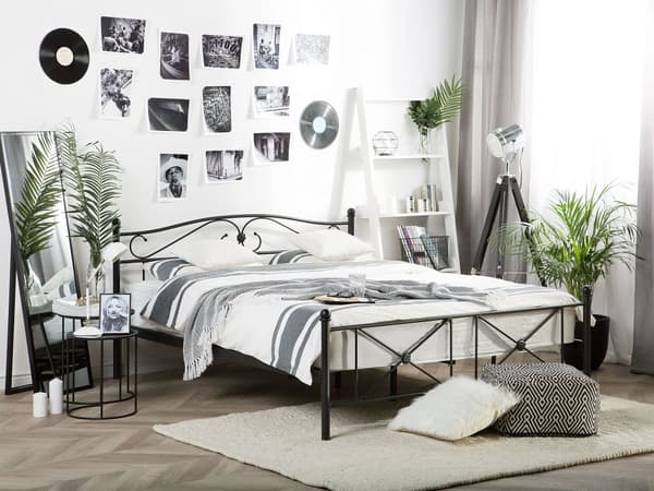 Dobbeltseng Svart Metallramme 140 x 200 cm Sengeramme Moderne Soverom Boho stil