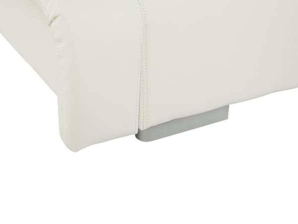 Seng Hvit skinn 140 x 200 cm Trekvart og en halv mann Seng LED Sengestativ Moderne Høy sengegavl Nakkestøtte Soveromsinnredning