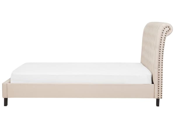 Dobbeltseng Beige 180 x 200 cm Dekorativ sengeramme med knappetuftet sengegavl for inspirasjon til soverommet