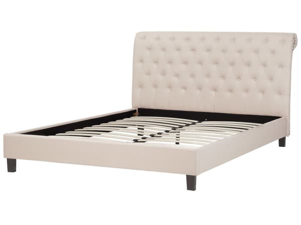 Dobbeltseng Beige 180 x 200 cm Dekorativ sengeramme med knappetuftet sengegavl for inspirasjon til soverommet