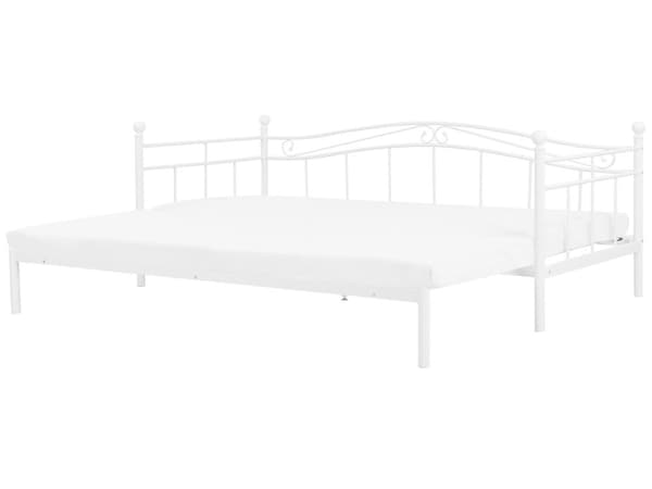 Hvit Metallseng 80/160 x 200 cm med Ramme og en Ekstra Moderne Seng