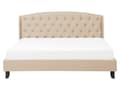 Miniatyrbilde 4 av 11: Lamellseng Ramme Beige Polyester Stoff Polstret Tuftet Nakkestøtte 160 x 200 cm Moderne Design