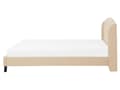 Miniatyrbilde 5 av 11: Lamellseng Ramme Beige Polyester Stoff Polstret Tuftet Nakkestøtte 160 x 200 cm Moderne Design